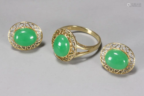 Ladies 14ct Gold and Jade Jewellery Suite,