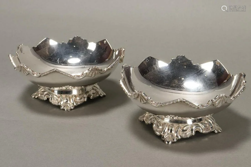 Pair of Silver Footed Bon Bon Dishes,