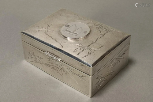 Chinese Silver Table Cigarette Box and Cover,