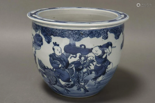 Chinese Blue and White Porcelain Jardinière,