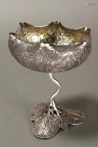 Persian Silver Pedestal Sweets Bowl,