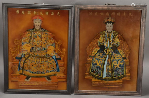 Beautiful Pair of Chinese Reverse Painted