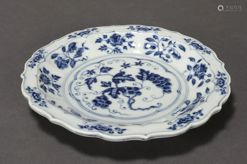 Chinese Blue and White Porcelain Plate,