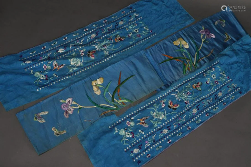 Two Pairs of Chinese Embroidered Sleeve Panels,