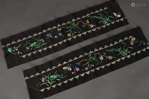 Pair of Chinese Embroidered Sleeve Panels,