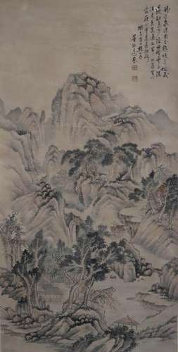 A Chinese Landscape Painting, Dong Bangda Mark