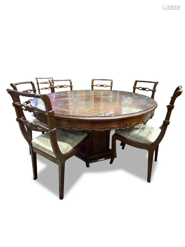 Chinese Circular Top Dining Table and Eight Ch…