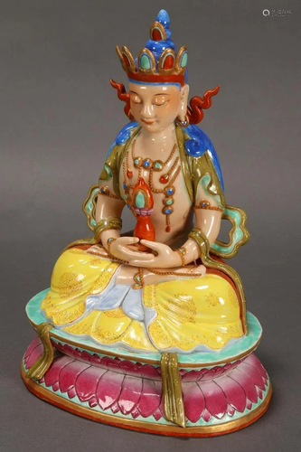 Good Chinese Porcelain Seated Buddha,