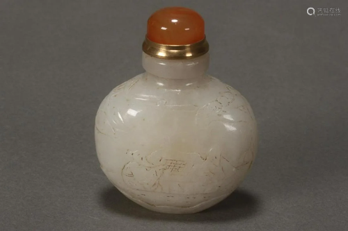 Chinese White Jade Snuff Bottle,