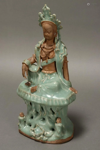 Chinese Longquan Celadon Seated Buddha,