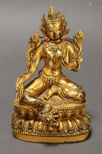 Chinese Gilt Bronze Seated Buddha,