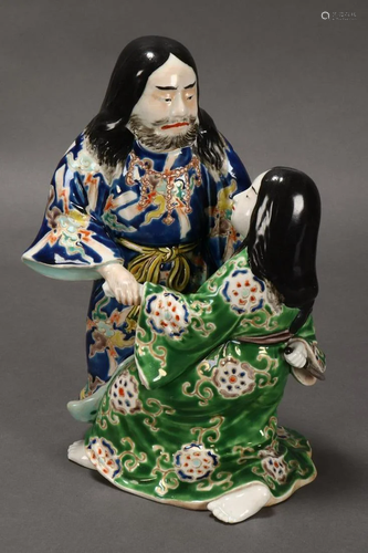 Japanese Edo Period Kutani Figure Group, c.18…