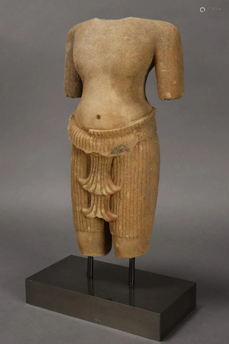 Khmer Sandstone Torso,