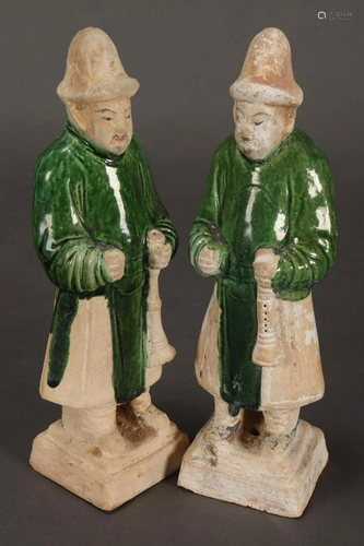 Pair of Chinese Ming Dynasty Pottery Figur…