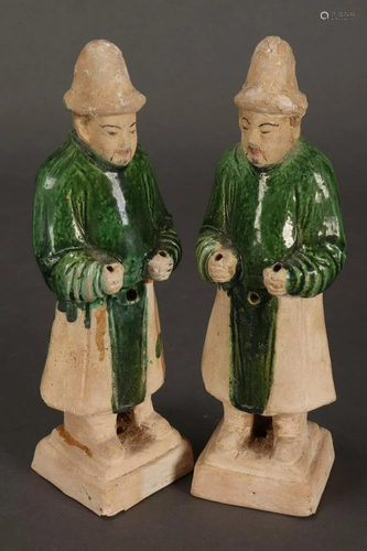 Pair of Chinese Ming Dynasty Pottery Figur…