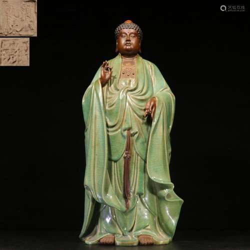 A Shiwan Kiln Porcelain Buddha Statue