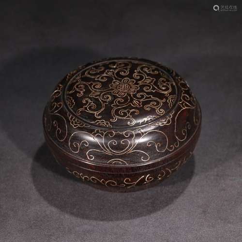 A Filigree Red Sandalwood Floral Box