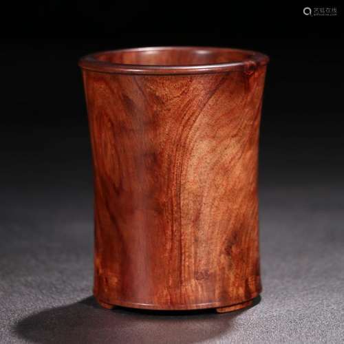 A Rosewood Carved Brush Pot