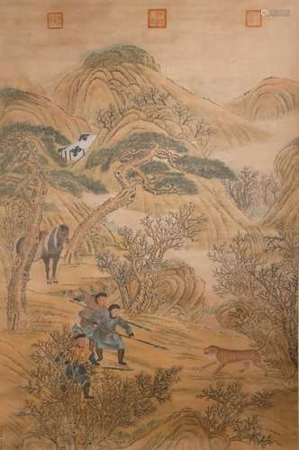 A Chinese Hunting Painting, Lang Shining Mark