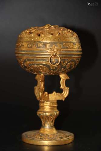 A Gild Bronze Incense Burner