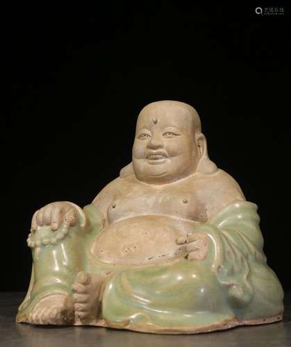 A Longquan Kiln Porcelain Maitreya Buddha Statue