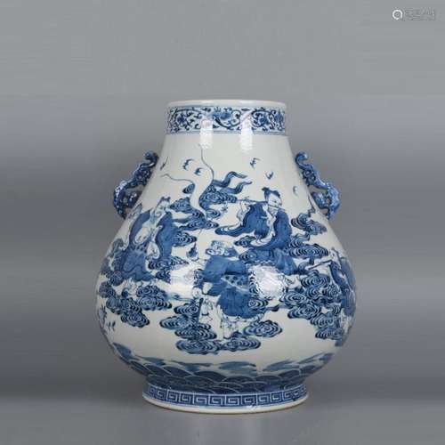 Blue&white Eight Immortals Painted Porcelain Zun