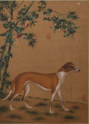 A Chinese Dog Painting, Lang Shining Mark