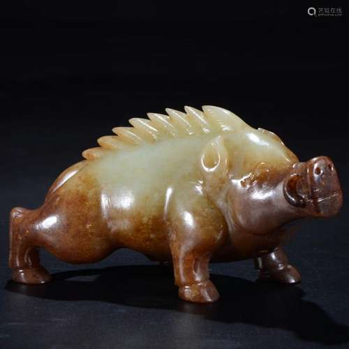 A Jade Carved Wild Boar Ornament