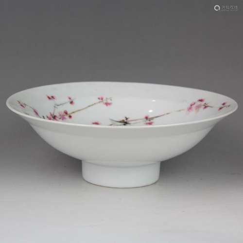 A Famille Rose Plum Blossom Pattern Porcelain Bowl