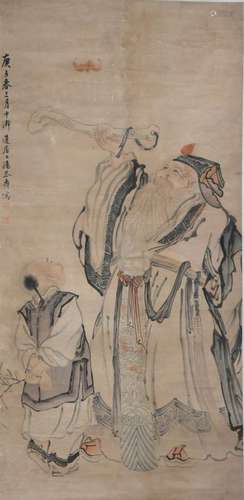 A Chinese Figure Painting, Pan Gongshou Mark