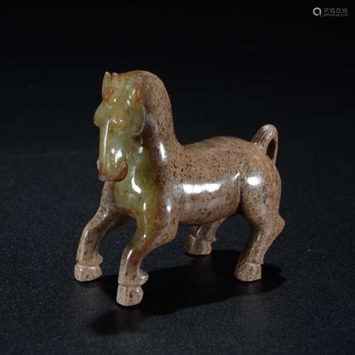 A Jade Carved Horse Ornament