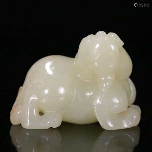 A Hetian Jade Carved Beast Ornament