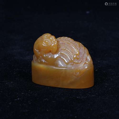 A Tianhuang Stone Carved Phoenix Handle Seal