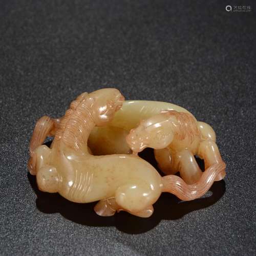 A Hetian Jade Carved Horse Ornament