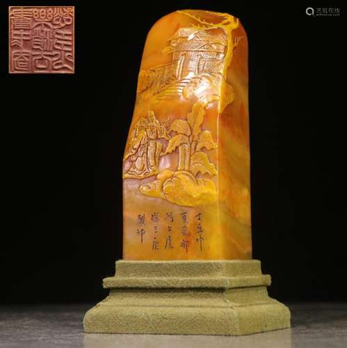 A Tianhuang Stone Carved Landscape Pattern Seal