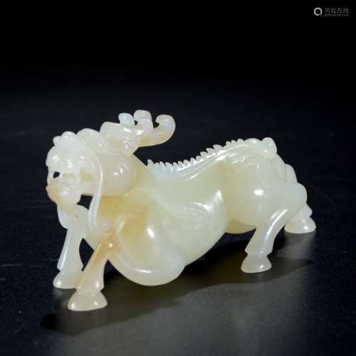 A Hetian Jade Carved Beast Ornament