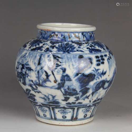 A Blue and white Figure Pattern Porcelain Jar