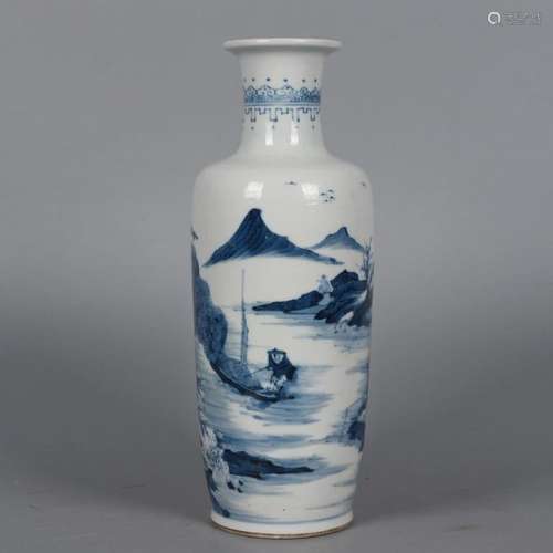 A Blue and white Landscape Pattern Porcelain Vase