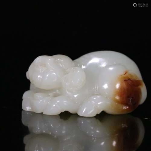 A Hetian Jade Carved Rich Pig Ornament