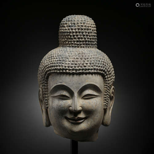 ANCIENT CHINESE BLUESTONE BUDDHA HEAD