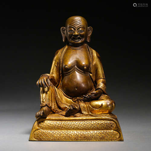 ANCIENT CHINESE GILT BRONZE BUDDHA STATUE