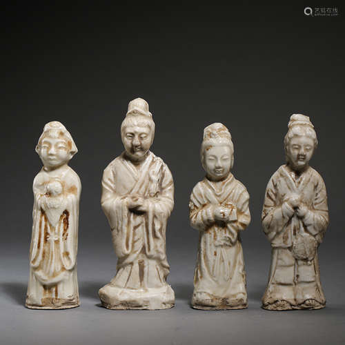 A GROUP OF ANCIENT CHINESE CELADON FIGURINES