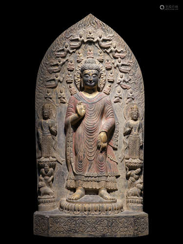 WESTERN WEI DYNASTY STONE CARVED CHINESE BUDDHA STATUE