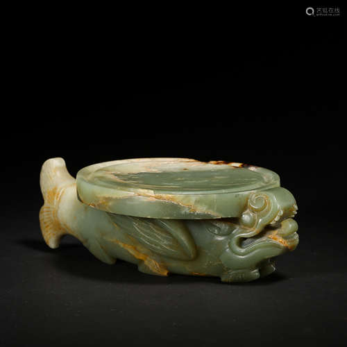 HETIAN JADE CAPRICORN FISH INKSTONE DURING THE LIAO AND JIN PERIODS OF CHINA