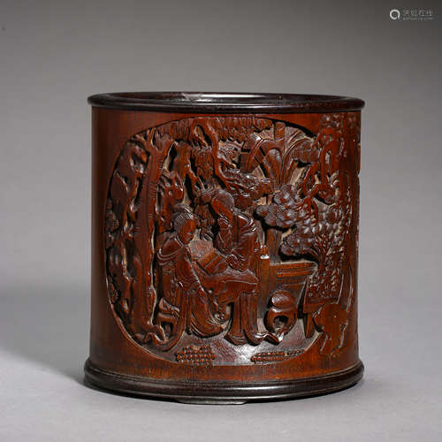 CHINESE ANCIENT WOOD CARVING PEN HOLDER