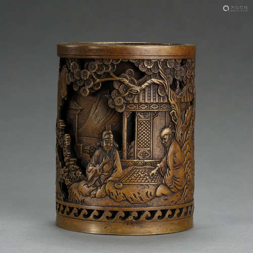 ANCIENT CHINESE BRONZE PEN HOLDER