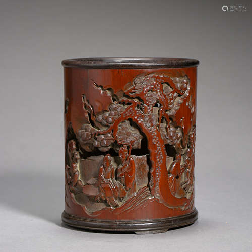 CHINESE ANCIENT BAMBOO CARVED PEN HOLDER