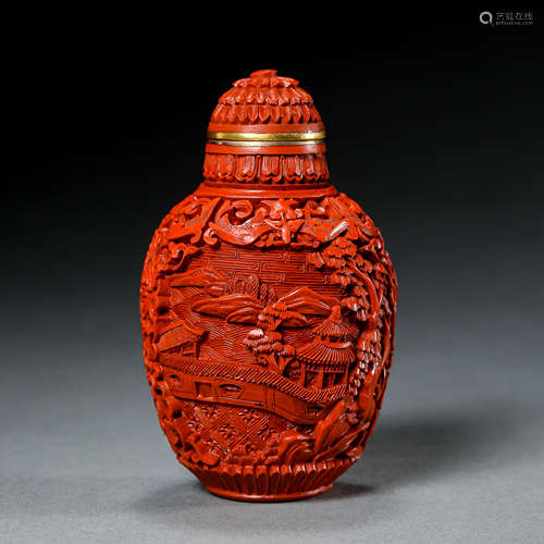 CHINESE QING DYNASTY LACQUER SNUFF BOTTLE