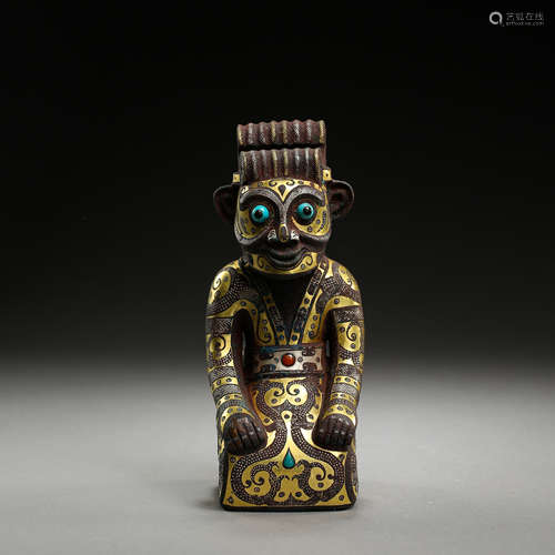 ANCIENT CHINESE KNEELING MAN FIGURE