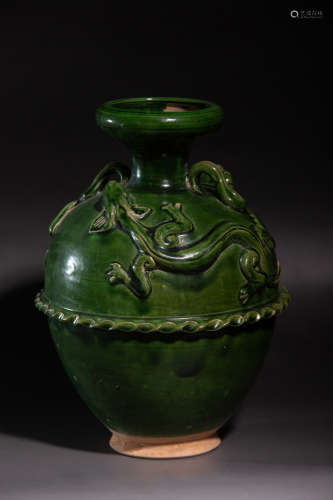 Chinese Green Glaze Porcelain Bottle